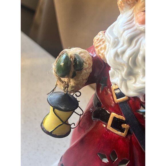 Santa Claus Figurine Lantern Design With LED Light Effects 8" T Gift - Picture 13 of 16